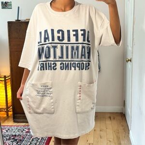 Casual Cream Graphic T-Shirt Dress